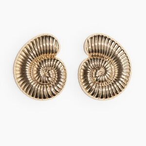 H&M Gold large shell shaped earrings